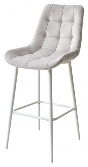 Барный стул ХОФМАН, цвет H-09 Светло-серый, велюр / белый каркас М-City в Югорске - yugorsk.ok-mebel.com | фото