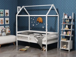 Детская кровать-домик из массива березы Соня-6 (800*1600) Белый/Лак в Югорске - yugorsk.ok-mebel.com | фото