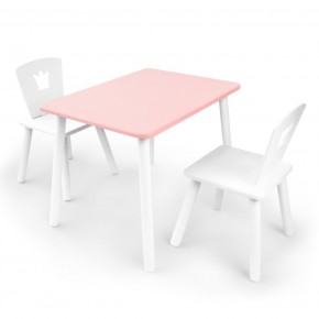 Детский комплект стол и два стула «Корона» Rolti Baby (розовый/белый, массив березы/мдф) в Югорске - yugorsk.ok-mebel.com | фото