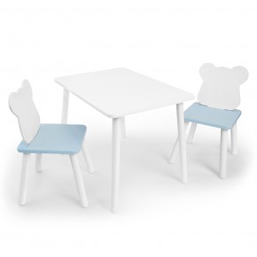 Детский комплект стол и два стула «Мишка» Rolti Baby (белый/голубой, массив березы/мдф) в Югорске - yugorsk.ok-mebel.com | фото