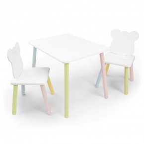 Детский комплект стол и два стула «Мишка» Rolti Baby (белый/цветной, массив березы/мдф) в Югорске - yugorsk.ok-mebel.com | фото