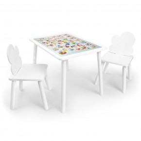Детский комплект стол и два стула Облачко Rolti Baby с накладкой Алфавит (белая столешница/белое сиденье/белые ножки) в Югорске - yugorsk.ok-mebel.com | фото