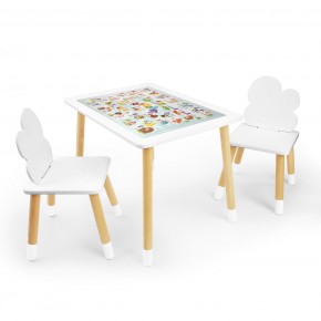 Детский комплект стол и два стула Облачко Rolti Baby с накладкой Алфавит (белая столешница/белое сиденье/береза ножки) в Югорске - yugorsk.ok-mebel.com | фото