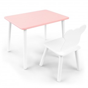 Детский комплект стол и стул «Мишка» Rolti Baby (розовый/белый, массив березы/мдф) в Югорске - yugorsk.ok-mebel.com | фото