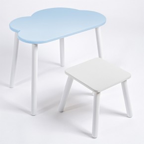 Детский комплект стол ОБЛАЧКО  и табурет Rolti Baby (голубая столешница/белое сиденье/белые ножки) в Югорске - yugorsk.ok-mebel.com | фото