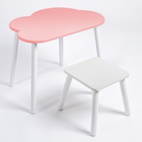 Детский комплект стол ОБЛАЧКО  и табурет Rolti Baby (розовая столешница/белое сиденье/белые ножки) в Югорске - yugorsk.ok-mebel.com | фото