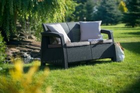 Диван пластиковый Корфу (Corfu love seat) графит в Югорске - yugorsk.ok-mebel.com | фото 2