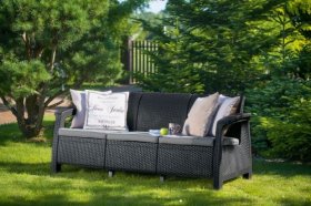 Диван пластиковый Корфу Макс (Corfu love seat max) графит в Югорске - yugorsk.ok-mebel.com | фото 2