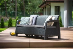 Диван пластиковый Корфу Макс (Corfu love seat max) графит в Югорске - yugorsk.ok-mebel.com | фото 3