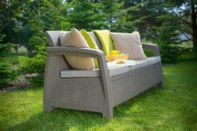 Диван пластиковый Корфу Макс (Corfu love seat max) капучино - песок в Югорске - yugorsk.ok-mebel.com | фото 3