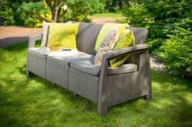 Диван пластиковый Корфу Макс (Corfu love seat max) капучино - песок в Югорске - yugorsk.ok-mebel.com | фото 4