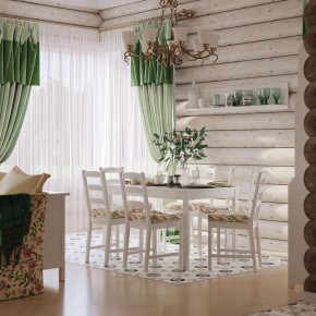 Комлект Вествик обеденный стол и четыре стула, массив сосны, цвет белый в Югорске - yugorsk.ok-mebel.com | фото