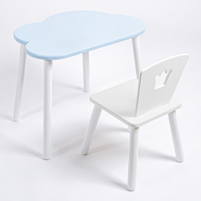 Комплект детский стол ОБЛАЧКО и стул КОРОНА ROLTI Baby (голубая  столешница/белое сиденье/белые ножки) в Югорске - yugorsk.ok-mebel.com | фото