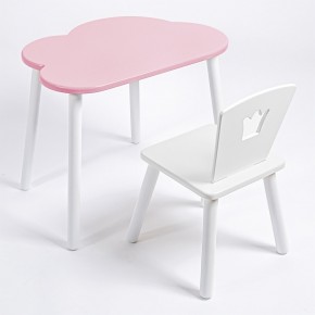 Комплект детский стол ОБЛАЧКО и стул КОРОНА ROLTI Baby (розовая столешница/белое сиденье/белые ножки) в Югорске - yugorsk.ok-mebel.com | фото