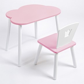 Комплект детский стол ОБЛАЧКО и стул КОРОНА ROLTI Baby (розовая столешница/розовое сиденье/белые ножки) в Югорске - yugorsk.ok-mebel.com | фото