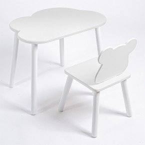 Комплект детский стол ОБЛАЧКО и стул МИШКА ROLTI Baby (белая столешница/белое сиденье/белые ножки) в Югорске - yugorsk.ok-mebel.com | фото