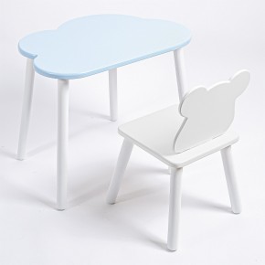 Комплект детский стол ОБЛАЧКО и стул МИШКА ROLTI Baby (голубая столешница/белое сиденье/белые ножки) в Югорске - yugorsk.ok-mebel.com | фото
