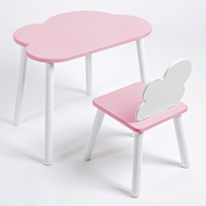 Комплект детский стол ОБЛАЧКО и стул ОБЛАЧКО ROLTI Baby (розовая столешница/розовое сиденье/белые ножки) в Югорске - yugorsk.ok-mebel.com | фото