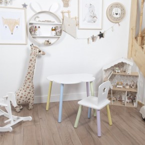 Комплект детский стол ОБЛАЧКО и стул ЗВЕЗДА ROLTI Baby (белая столешница/белое сиденье/цветные ножки) в Югорске - yugorsk.ok-mebel.com | фото