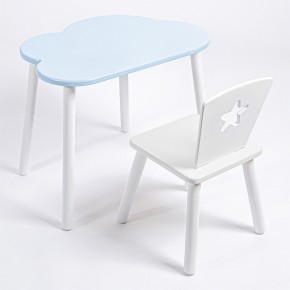 Комплект детский стол ОБЛАЧКО и стул ЗВЕЗДА ROLTI Baby (голубая столешница/белое сиденье/белые ножки) в Югорске - yugorsk.ok-mebel.com | фото