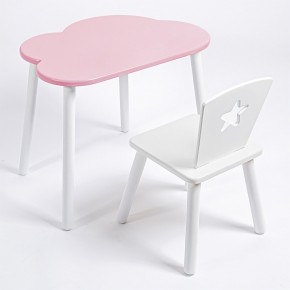 Комплект детский стол ОБЛАЧКО и стул ЗВЕЗДА ROLTI Baby (розовая столешница/белое сиденье/белые ножки) в Югорске - yugorsk.ok-mebel.com | фото