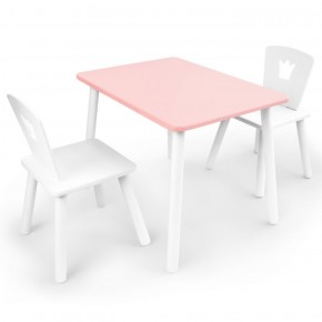 Комплект детской мебели стол и два стула Корона  (Розовый/Белый/Белый) в Югорске - yugorsk.ok-mebel.com | фото