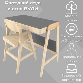 Комплект растущий стол и стул 38 попугаев «Вуди» (Серый, Без покрытия) в Югорске - yugorsk.ok-mebel.com | фото