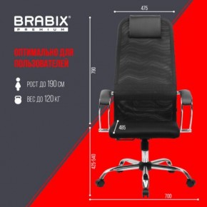 Кресло BRABIX PREMIUM "Ultimate EX-800" хром, плотная двойная сетка Х2, черное, 532911 в Югорске - yugorsk.ok-mebel.com | фото 6