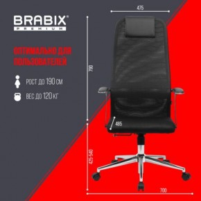 Кресло BRABIX PREMIUM "Ultimate EX-801" хром, плотная двойная сетка Х2, черное, 532917 в Югорске - yugorsk.ok-mebel.com | фото 7