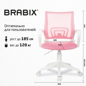 Кресло BRABIX "Fly MG-396W", с подлокотниками, пластик белый, сетка, розовое, 533008 в Югорске - yugorsk.ok-mebel.com | фото 5