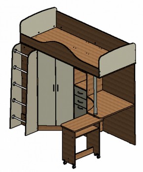 Кровать-чердак "Теремок-1" Дуб молочный/Розовый в Югорске - yugorsk.ok-mebel.com | фото 3