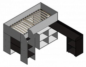 Кровать-чердак "Теремок-2" Дуб молочный/Розовый в Югорске - yugorsk.ok-mebel.com | фото 2