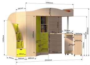 Кровать-чердак Юниор 4 (800*1900) в Югорске - yugorsk.ok-mebel.com | фото 3