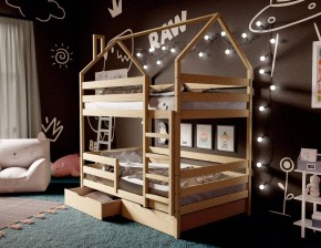 Кровать-домик двухъярусная 80*160 без покраски в Югорске - yugorsk.ok-mebel.com | фото