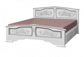 ЕЛЕНА Кровать из массива 1600 (Белый жемчуг) с 2-мя ящиками в Югорске - yugorsk.ok-mebel.com | фото