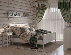 Кровать Кантри двухспальная 160х200, массив сосны, цвет белый в Югорске - yugorsk.ok-mebel.com | фото