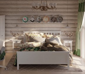 Кровать Кантри двухспальная 180х200, массив сосны, цвет белый в Югорске - yugorsk.ok-mebel.com | фото