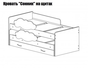 Кровать выкатная Соник на щитах (800*1600) с бортиком + ящик в Югорске - yugorsk.ok-mebel.com | фото 2
