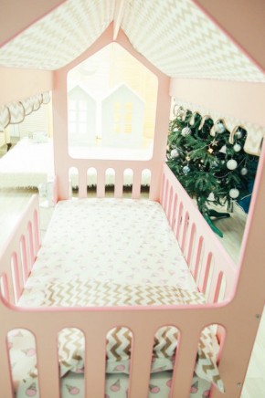 Кровать-домик без ящика 800*1600 (Розовый) в Югорске - yugorsk.ok-mebel.com | фото 3