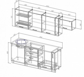 Кухонный гарнитур Антрацит 2550 (Стол. 26мм) в Югорске - yugorsk.ok-mebel.com | фото 2