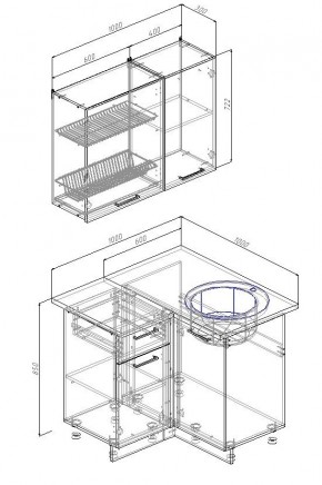 Кухонный гарнитур угловой Лада 1000х1000 (Стол. 38мм) в Югорске - yugorsk.ok-mebel.com | фото 2