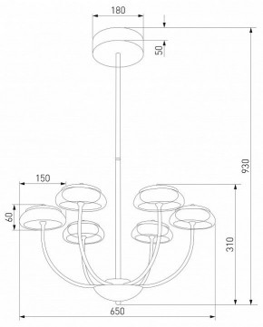 Люстра на штанге Eurosvet Fungo 50388 LED черный в Югорске - yugorsk.ok-mebel.com | фото 4