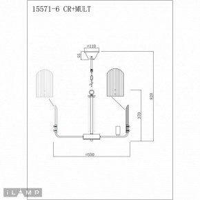 Подвесная люстра iLamp Dolce 15571-6 CR+MULT в Югорске - yugorsk.ok-mebel.com | фото 3