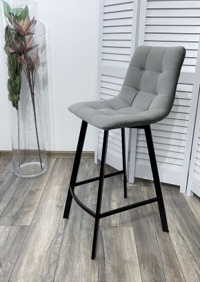 Полубарный стул CHILLI-QB SQUARE светло-серый #26, велюр / черный каркас (H=66cm) М-City в Югорске - yugorsk.ok-mebel.com | фото 2