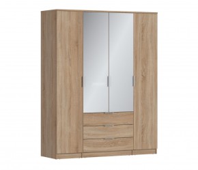 Шкаф 4х дверный с зеркалами Николь СБ-2595/1 (Дуб Сонома) в Югорске - yugorsk.ok-mebel.com | фото