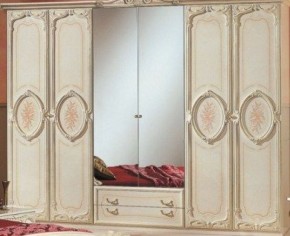 Шкаф 6-и дверный с зеркалами (01.146) Роза (беж) в Югорске - yugorsk.ok-mebel.com | фото