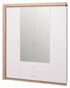 Шкаф для одежды с ящиками 4-х створчатый с зеркалом Люмен 16 в Югорске - yugorsk.ok-mebel.com | фото 1