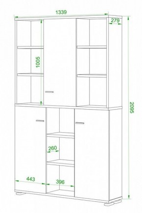 Шкаф книжный Домино ПУ-40-3 в Югорске - yugorsk.ok-mebel.com | фото 2