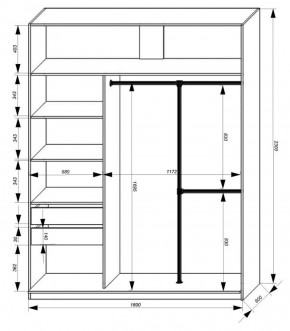 Шкаф-купе 1800 серии SOFT D8+D2+B2+PL4 (2 ящика+F обр.штанга) профиль «Графит» в Югорске - yugorsk.ok-mebel.com | фото 3