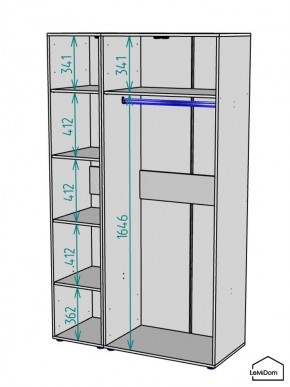 Шкаф Linnea MHR-3-1 2050х1200х510 (Графит-М 11.1.25) в Югорске - yugorsk.ok-mebel.com | фото 3
